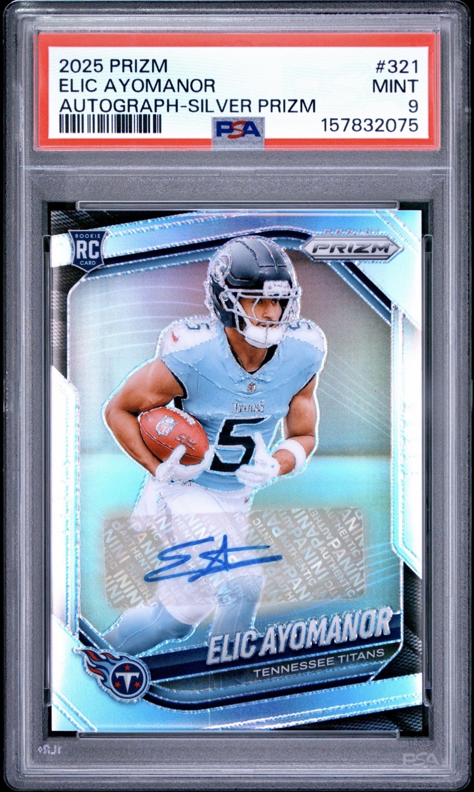 2025 PANINI PRIZM ELIC AYOMANOR AUTO SILVER PRIZM PSA 9