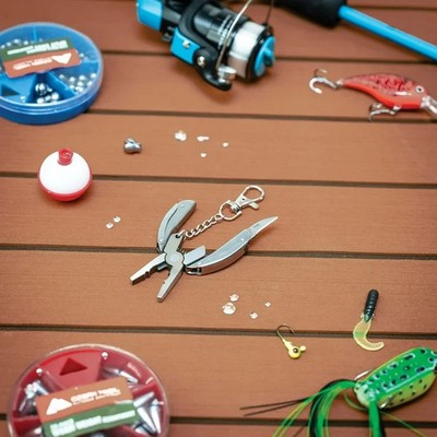 9-in-1 Mini Fishing MultiTool Stainless Steel Plier Knife Wire Stripper Crimper
