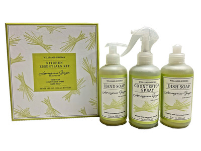 Williams Sonoma Lemongrass Ginger Kitchen Cleaning Kit Hand & Dish Soap + Spray