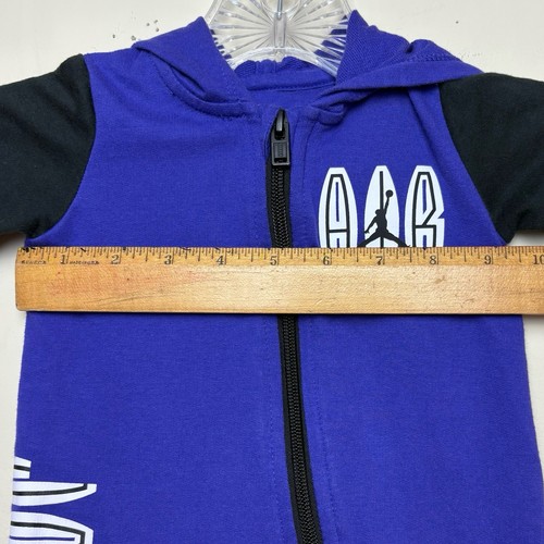 Jordan MJ MVP Baby Full-Zip Purple Black Hooded Coverall Jumpsuit 3-6 Months - Picture 9 of 11