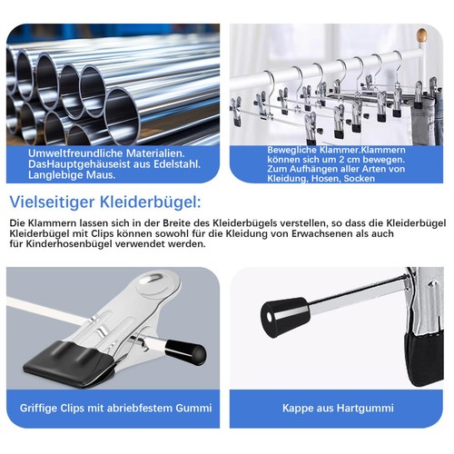 20x Hosenbügel Kleiderbügel Rockbügel Klemmbügel Hosenspanner Metall Clipbügel - Bild 9 von 12