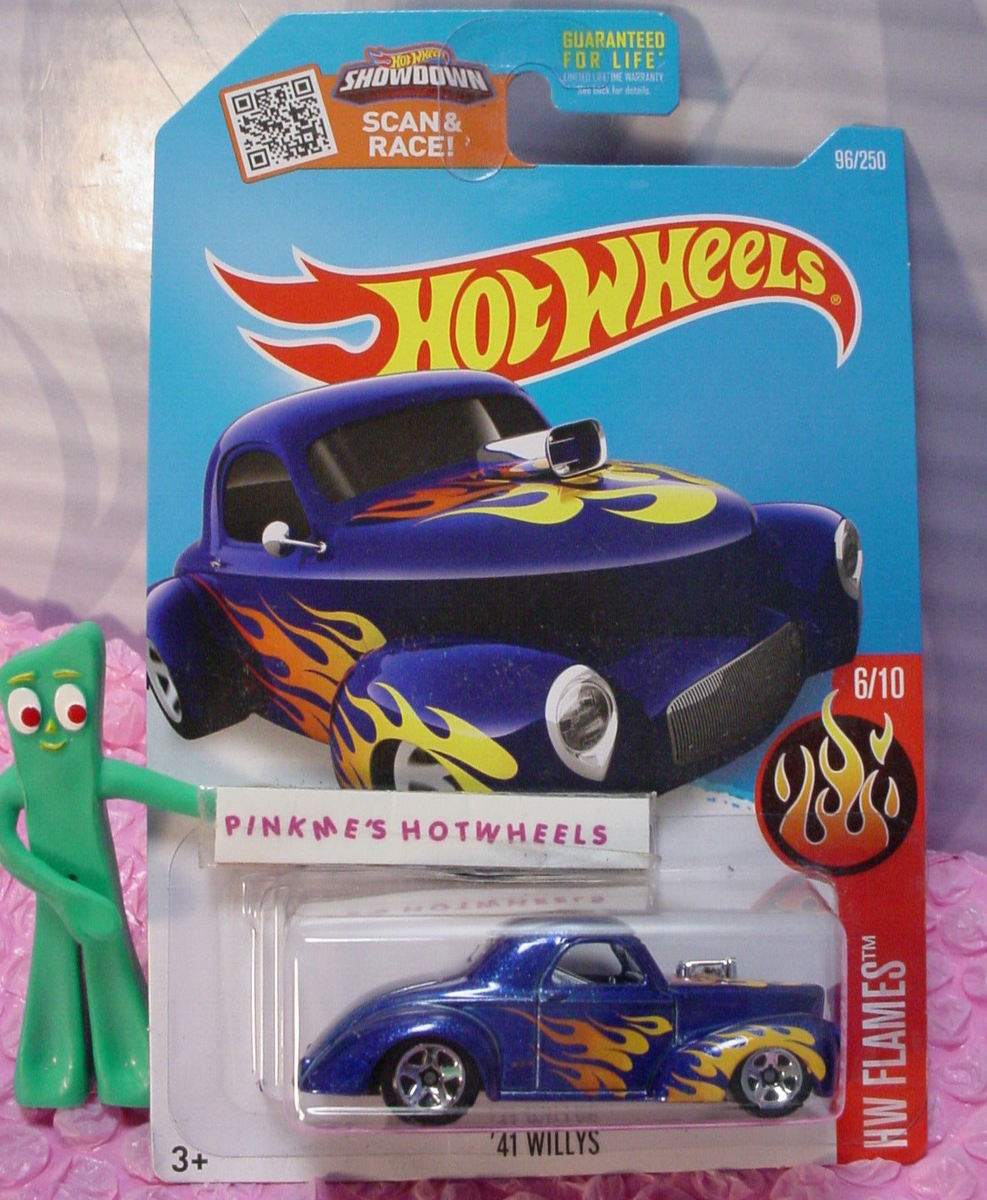 2016 Hot Wheels '41 WILLYS #96 ✰metallic dark blue;5sp🔥HW Flames