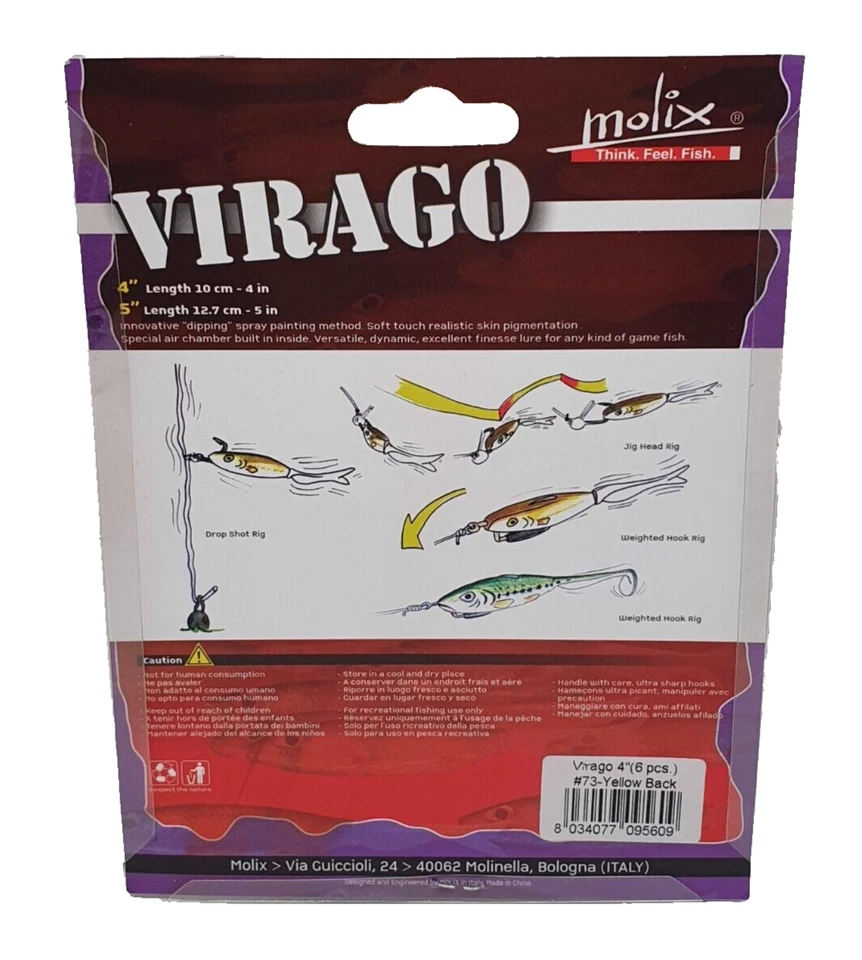 Esche in silicone MOLIX Virago - Mis. 4" - 10 cm - Pezzi 6 - R405 - Immagine 2 di 4