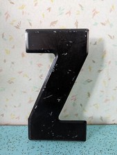 Vintage Metal 7.5" Tall Marquee Letter Z Flaking Black Paint