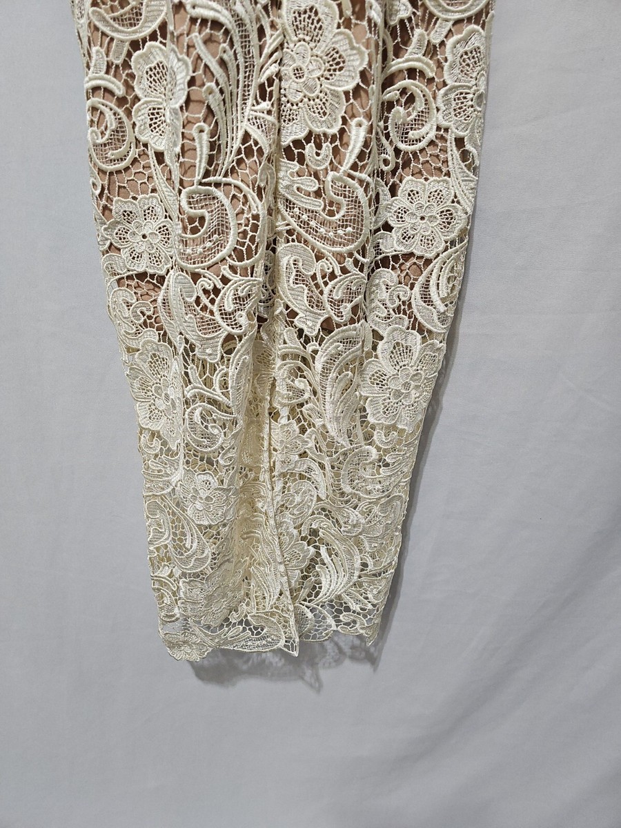 Dress the Population Size M 'Marie' Lace Midi Dress in Ivory/Nude | eBay