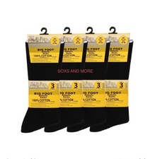 6 PAIRS BIG FOOT  100% COTTON  MENS LOOSE/SOFT GRIP TOP COMFORT FIT SOCKS 11-14
