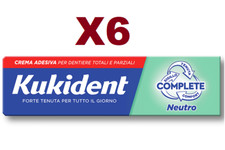 6 PZ KUKIDENT COMPLETE NEUTRO CREMA ADESIVA PER PROTESI DENTIERA 
