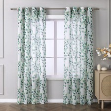 Gardinen Stores Landhaus Transparent mit Ösen Blatt Vorhang Wohnzimmer Dekoschal