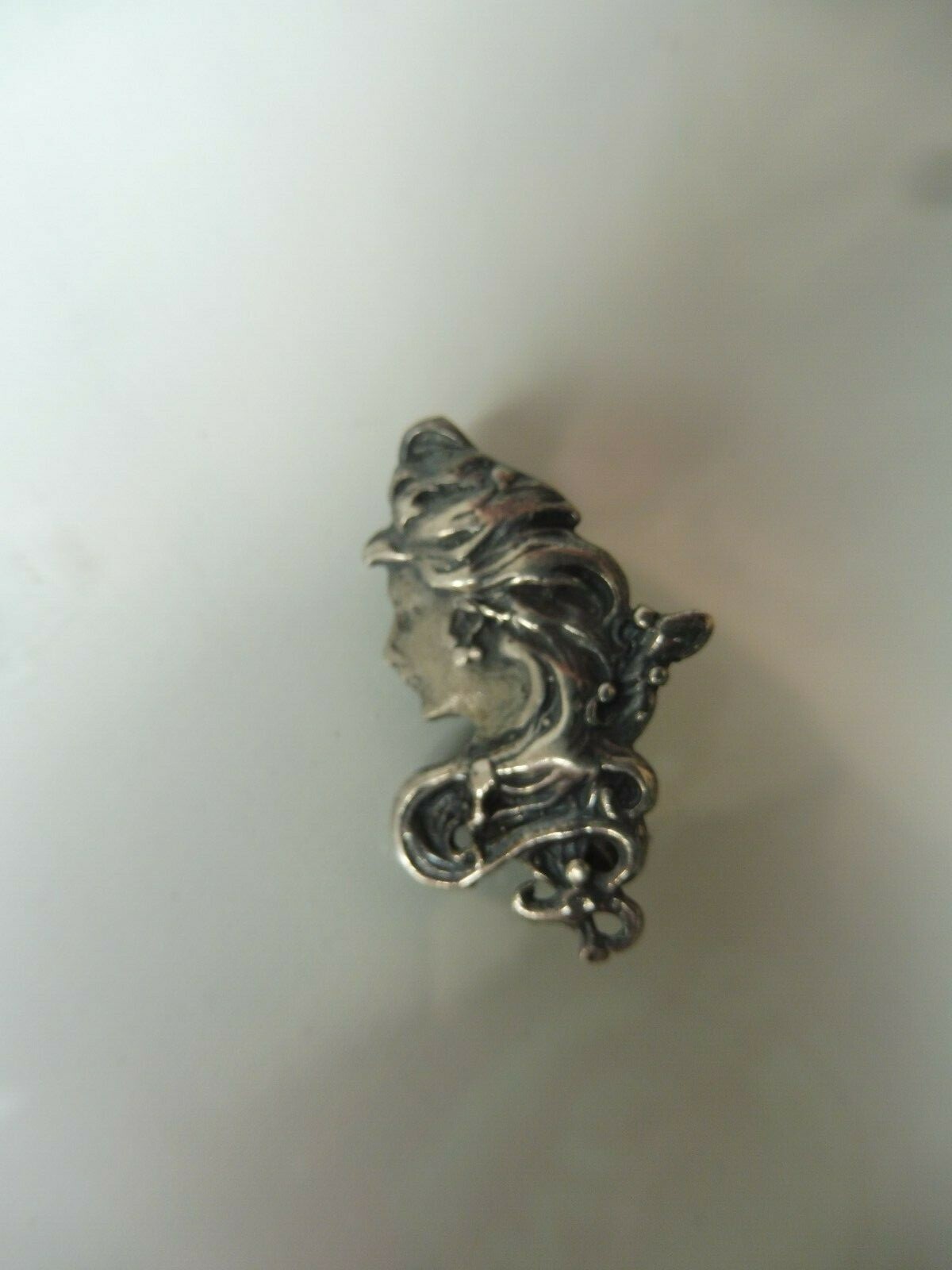 Beautiful, old brooch, 925 silver, depiction of a woman, Art Nouveau