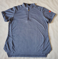 McDonald's Shirt Women's L Blue Gray 1/4 Zip Employee Workwear Short Sleeve Poly