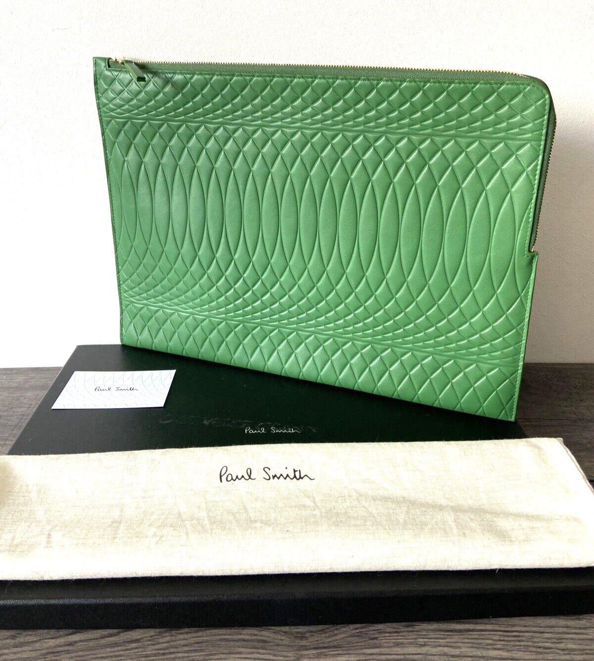 PAUL SMITH GREEN LEATHER NO.9 DOCUMENT FOLIO CASE RETAIL €675 MADE IN SPAIN BNIB