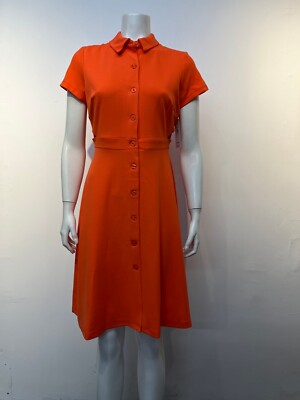 Shelby & Palmer Womens solid button down collared short sleeve knee length  Dress | eBay