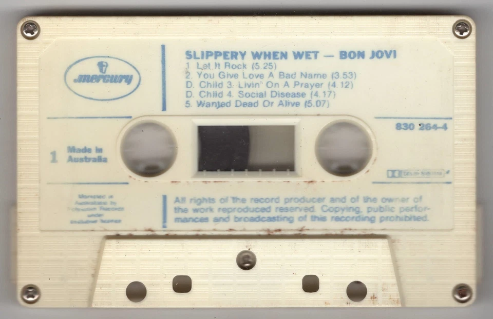 1986 MUSIC AUDIO CASSETTE TAPE - [ALBUM: SLIPPERY WHEN WET] GROUP: BON JOVI - Image 4 of 4