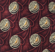 ROBERT TALBOTT Best of Class 100 Silk Burgundy Geometric Tan Shapes Made in USA