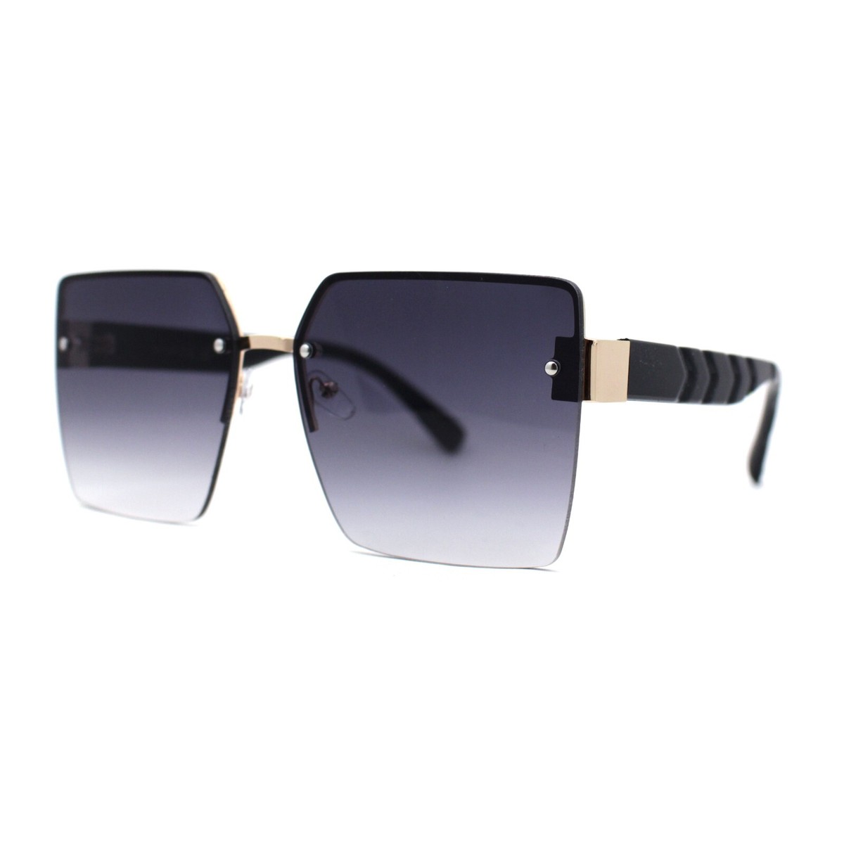Womens Rimless Oversize Rectangle 90s Butterfly Sunglasses 