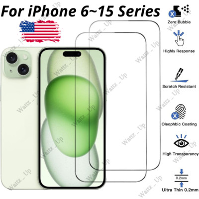 Tempered Glass Clear Screen Protector Lot For iPhone 15 14 13 12 11 X 8 7 6 Plus