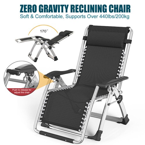 NAIZEA Outdoor Lounge Chairs Zero Gravity Chair Folding Beach Chaise Recliner - Picture 5 of 12