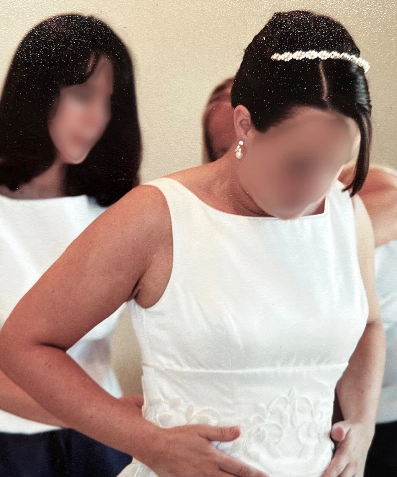 Elegant, Timeless Priscilla of Boston Wedding Gown w/Beaded Waistband - Image 3 of 4