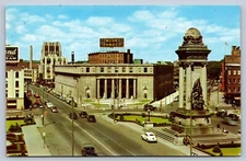 Syracuse New York Clinton Square Blue Sunoco Soldiers Sailors Monument Postcard
