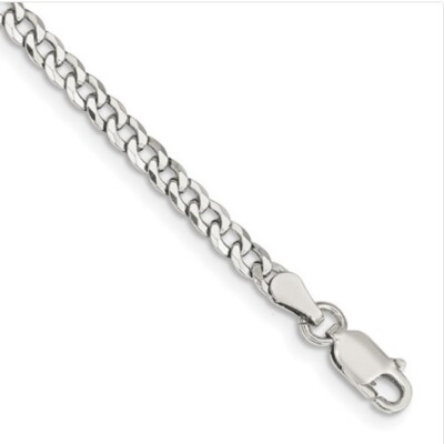 .925 Sterling Silber 3,2 mm abgeschrägte Panzerkette Halskette mit Karabinerverschluss