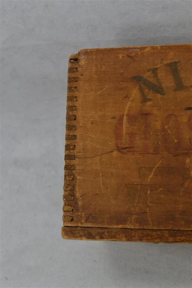 antigua caja de envío publicidad madera papel etiqueta Niagar almidón diapositiva superior 19 Foto 4 de 4