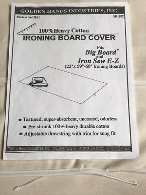 IRONING BOARD COVER TO FIT A BIG BOARD 22'' X 58-60'' GOLDEN HANDS IND 100% COTTON