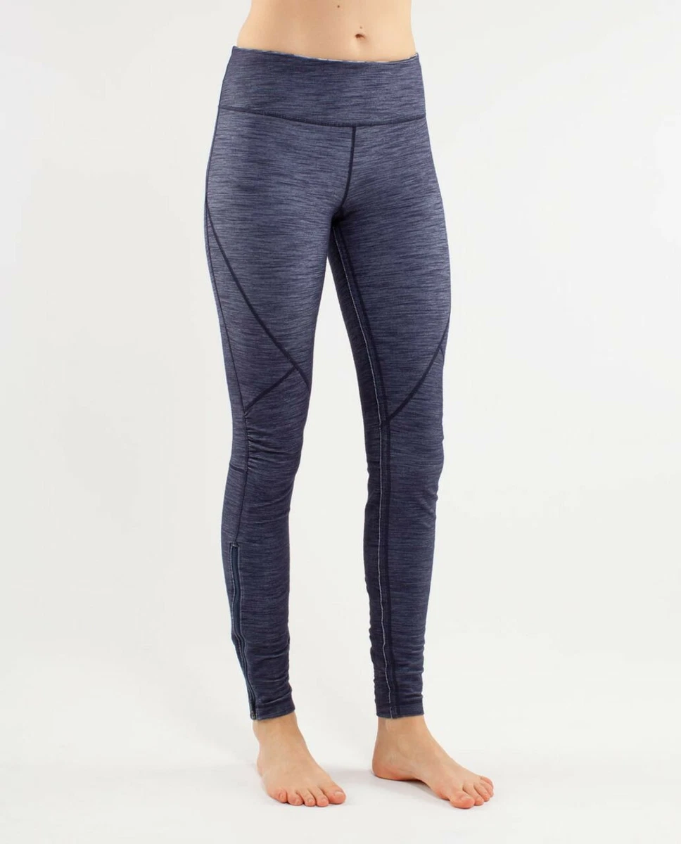 Lululemon Urban Flow Leggings Deep Indigo Denim Ankle Zip Women's Size 4