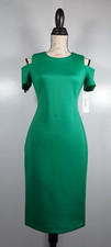 Calvin Klein Sheath Dress Women Size 4 Cold Shoulder Green - NWT $134