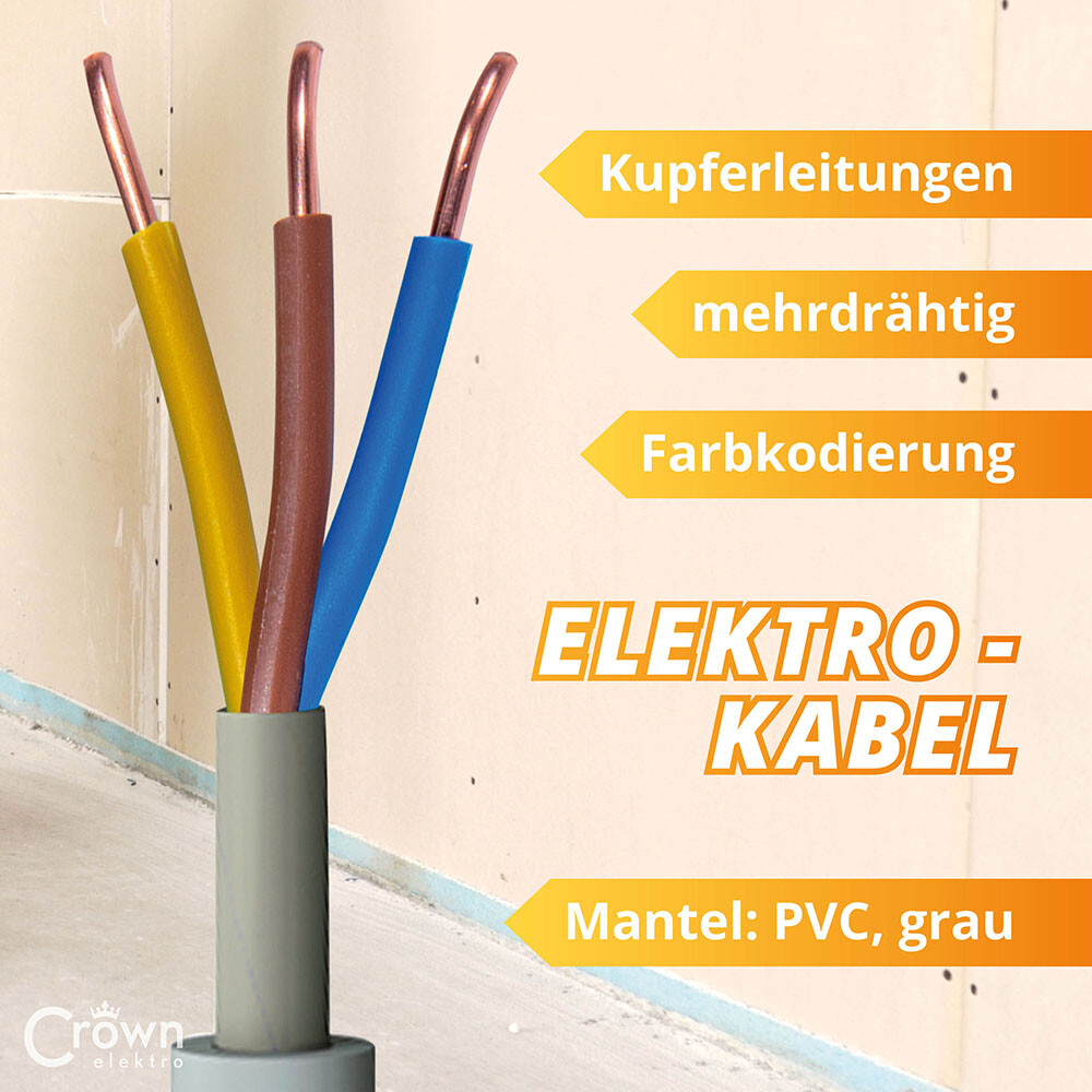 MAS Premium NYM-J Feuchtraumkabel 5x4 Mm² - Stromkabel Für Innen- Und Außenbereich, 5 Bis 70 Meter Länge, Made In Germany