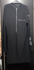 Pretty Little Thing Black Zip Detail Letter Print Bodycon Dress Size 16 BNWT