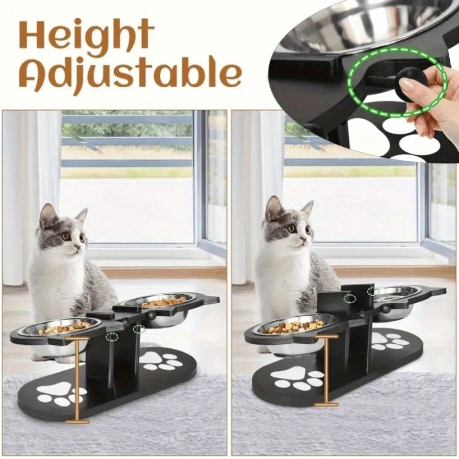 2/3 piezas Alimentadores de madera para mascotas, Alimentador de madera para mascotas Soporte ajustable para alimentos para mascotas Tazón de agua Foto 4 de 4