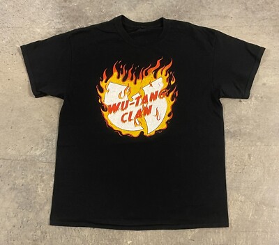 Wu Tang Clan Wu Tang Flames T-Shirt Men's Black Large Short Sleeve Crew Neck