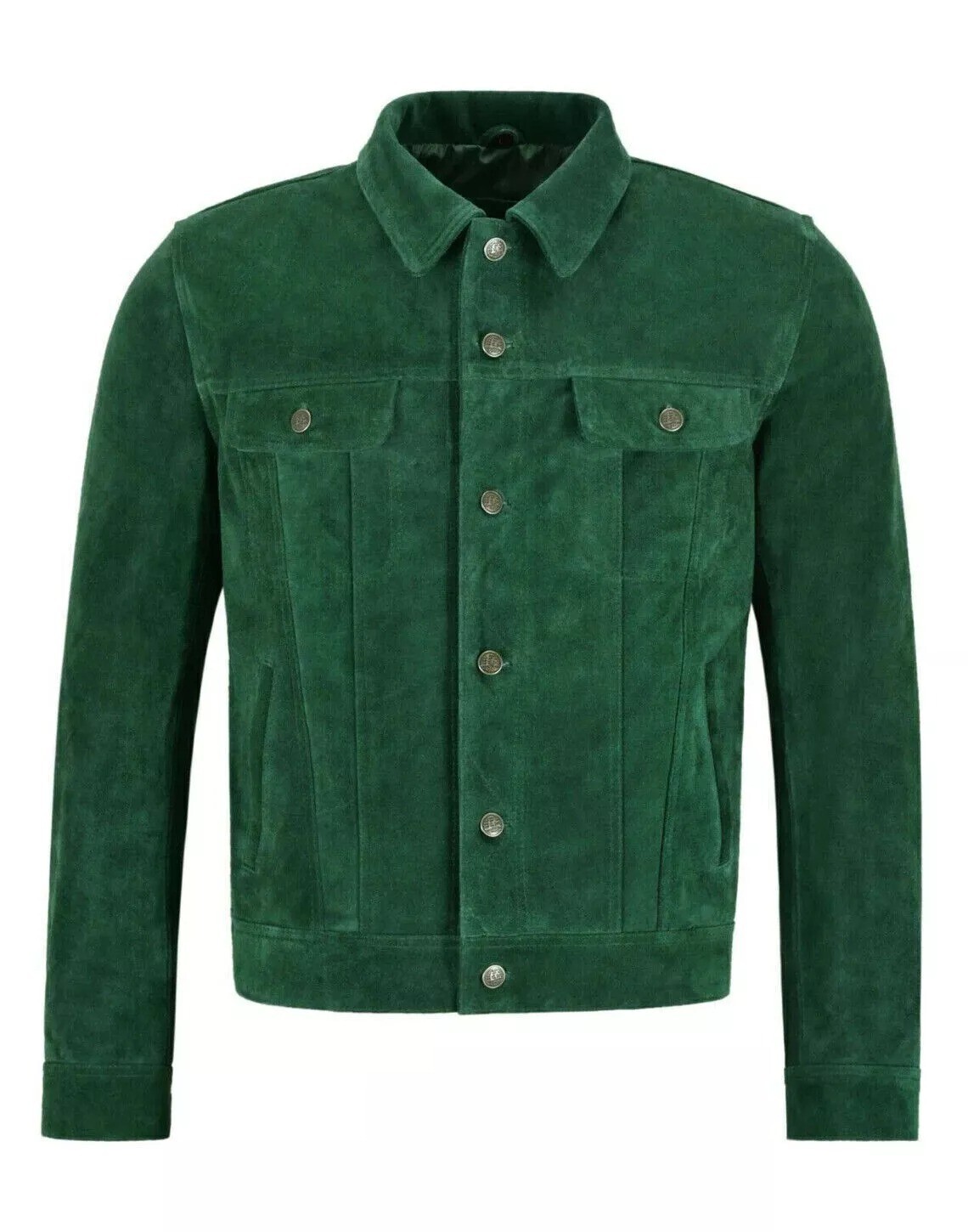 Mens Dark Green Suede Leather Shirt Cowboy Western Style Suede Jacket MTJ9a