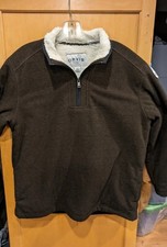 Orvis Mens 1/4 Button Pullover Casual  Sweatshirt Sz L cotton