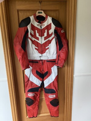 Herren Proto Protec Leder Motorrad 2 Teiler Anzug Rot Größe 38  bis 40  Brustumfang