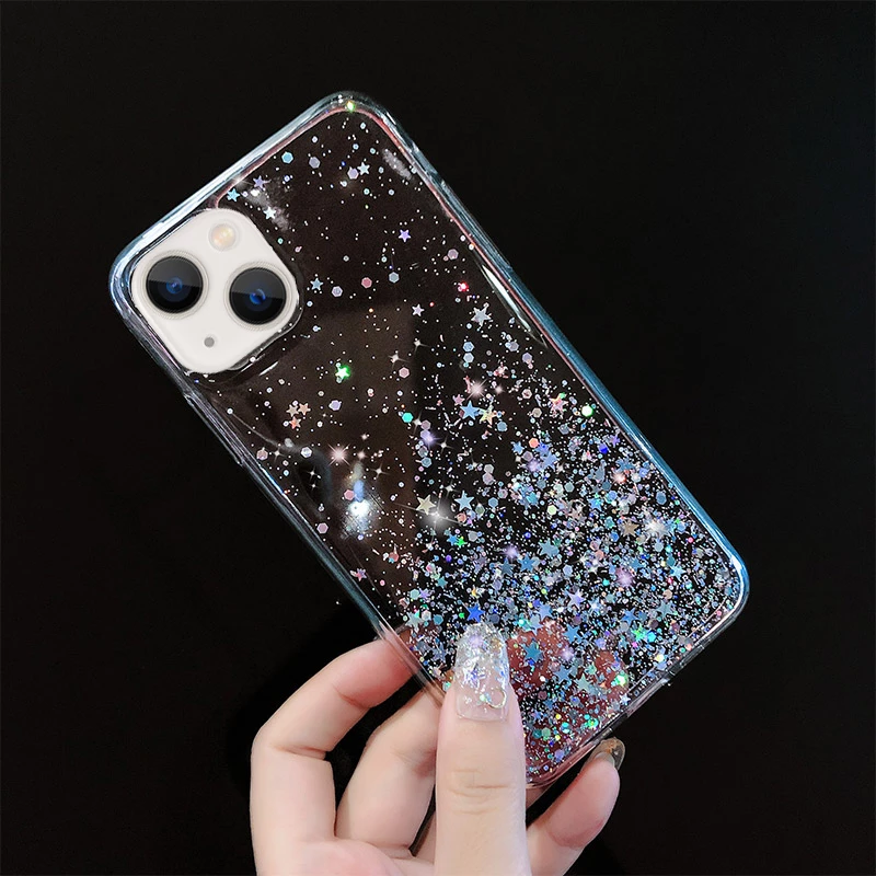 Glitter Stars Phone Case for iPhone 17 16 15 14 13 12 Pro Max 7 8 XR Clear Cover Glitter Stars Phone Case for iPhone 17 16 15 14 13 12 Pro Max 7 8 XR Clear Cover