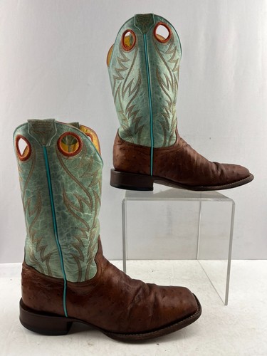 Turquoise Ostrich Square Toe Western 