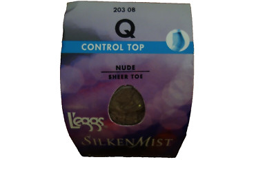 L'eggs Control Top Nude Sheer Toe Silken Mist Sheer Pantyhose Size Queen