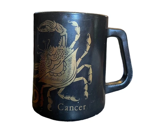 Vintage 60’s Federal Milk Glass Zodiac Cancer The Crab Coffee Cup D Handle USA