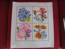 Hand-Painted Needlepoint Canvas 4 Flowers K's DB 07
