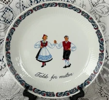 Vintage Figgjo Flint Norway Dancers “Takk for maten” 9.5” Plate Excellent!