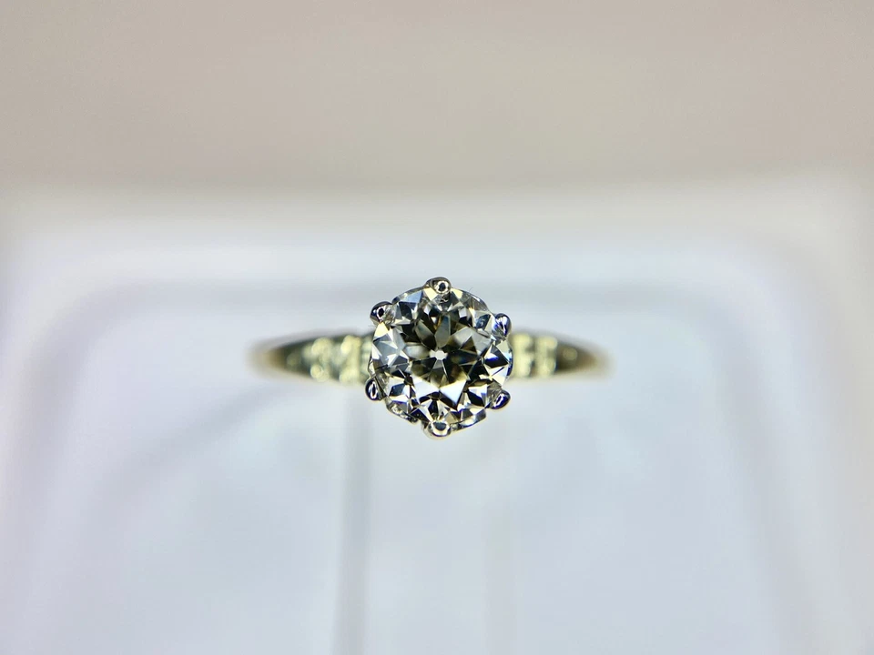 Art Deco 14k Yellow Gold Natural Old European Diamond Solitaire Engagement Ring - Image 2 of 4