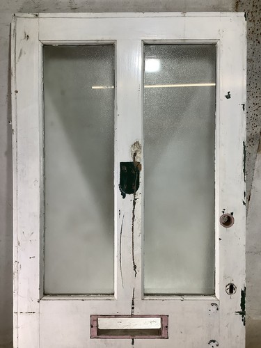 29 5/8"X 77 1/8" Old External Painted Sapele Four Front Door 2over2 - Picture 2 of 12