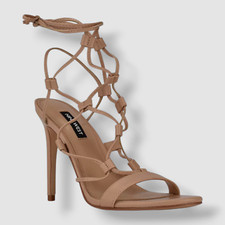 Nine West Women's Beige Mix Ankle Wrap Dress Sandals Shoe Size 7M