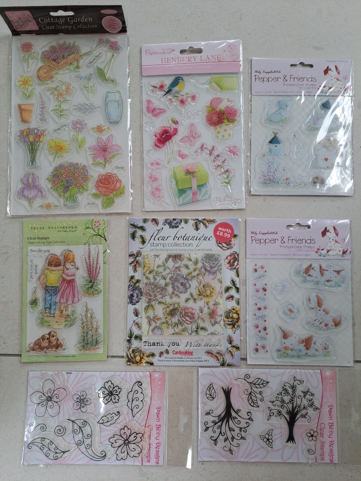 STAMPS BUNDLE x8 Packs NATURE Flower Floral Pretty Clear Crafts Card Making BNIP