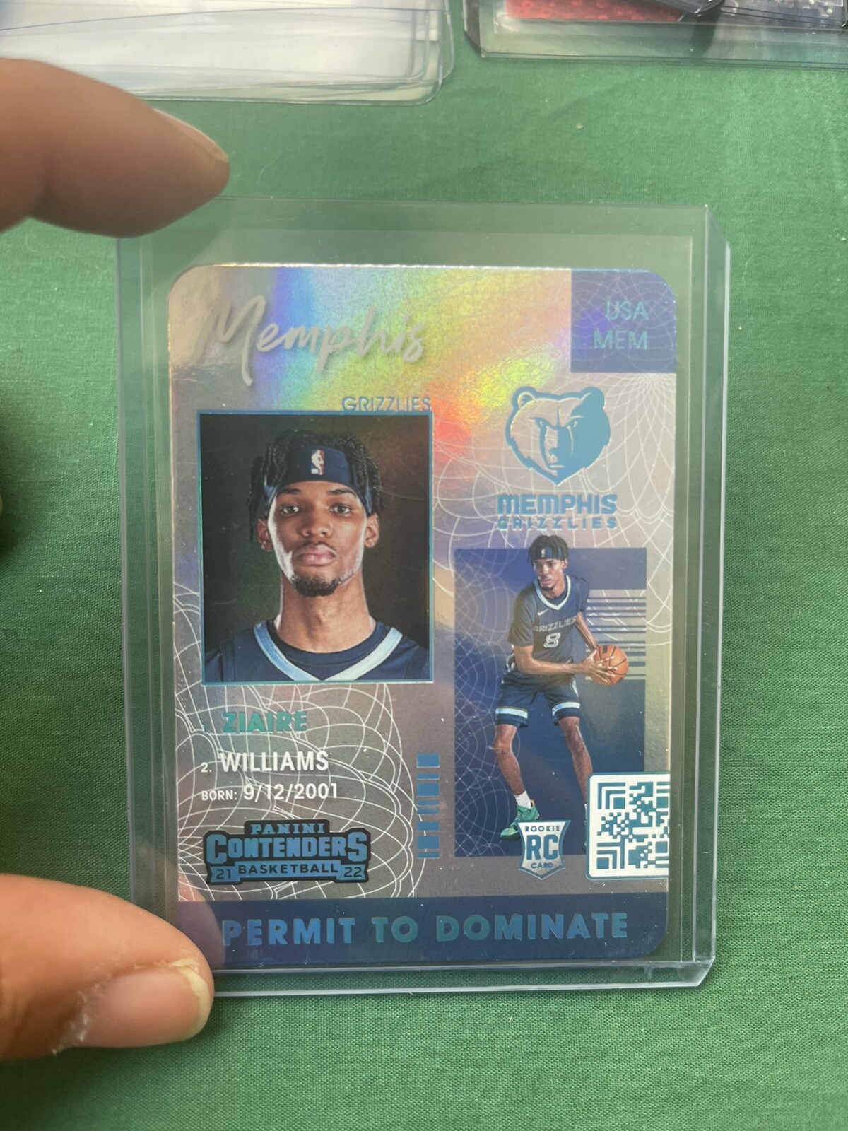 2021-22 Contenders Ziaire Williams Permit To Dominate SSP Memphis Grizzlies