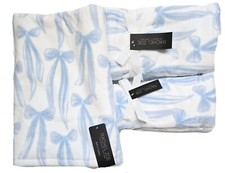RACHEL ZOE WHITE BLUE BOW TIE KNOT COTTON BATH OR 2 HAND OR 2 FINGER TIPS TOWEL