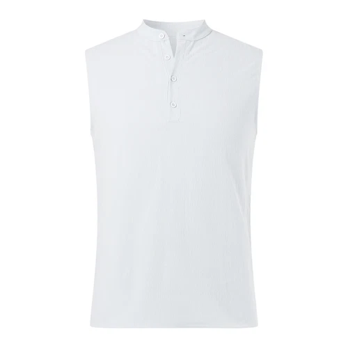 Camiseta sin mangas sin mangas de color liso para hombre Camiseta informal Chaleco de playa Camiseta - Imagen 23 de 27