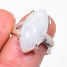Rainbow Moonstone Gemstone 925 Sterling Silver Jewelry Ring Size 7 US 