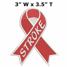 Stroke Awareness Support Ribbon 3.5" Iron-On Patch Embroidered Iron-On Applique
